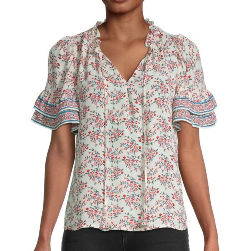 Max Studio Floral Print Women's Top Size Lg